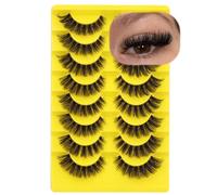 20MM Faux Mink Lashes 3D 12 Pairs Pack Dramatic Long False Thick Volume Crossed Eye Lashes Reusbale Soft Multipack[9 Pairs- P9, ]