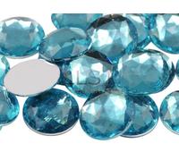 20mm Flat Back Round Acrylic Rhinestones Plastic Circle Gems for Costume Making Cosplay Jewels Pro Grade - 20 Pieces (Blue Aqua H109)