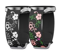 20mm Flower Engraved Band for Samsung Galaxy Watch 7/6/5/4/FE 40mm 44mm/Galaxy Watch 6/4 classic Bands 47mm 43mm 46mm 42mm/5 pro 45mm Women,Silicone Cute Floral Strap Wristband Correa