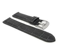 20mm Grey Alligator Style Smartwatch Band Strap fits Motorola 360 (42mm Case) & Many More, Leather, Stainless Steel Buckle