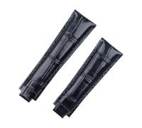 20mm Imported Double Sided Leather Watchband Compatible With Rolex Submariner DAYTONA Yacht-Master GMT Strap Bracelets(Black,20MM_BLACK BUCKLE)