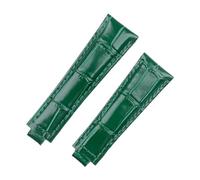 20mm Imported Double Sided Leather Watchband Compatible With Rolex Submariner DAYTONA Yacht-Master GMT Strap Bracelets(Green,20MM_ROSEGOLD BUCKLE)