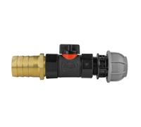 20mm Mdpe Straight Connector With 3/4" Bspf In-Line Soft-Touch Valve And 25mm Brass Barb Kit