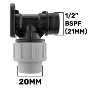 20mm Mdpe Wall Fixing Flange - Compression Fitting To 1/2" Bsp Female, Pn10, 10 Bar