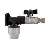 20mm MDPE Wall Flange Kit with Brass Bib Valve and Snap-On Male Connector - 1/2" BSP Compression Wall Plate Adapter, Nickel Plated Butterfly Handle Valve, Click Lock Hose Outlet for Garden Irrigation