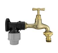 20mm Mdpe Wall Flange Set With Polished Brass Garden Bib Tap And Snap-On Adaptor Wf20Kit046