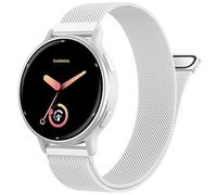 20mm Metal Band Compatible for Garmin Vivoactive 5/Vivoactive 6/3 Watch Bands, Breathable Stainless Steel Mesh Strap Replacement Bracelet for Venu Sq 2/ Forerunner 55/245 Watch Band Women Men, Silver