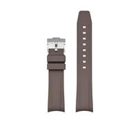 20mm Non Stick Ash Fluoro Rubber Strap Compatible With Tudor Special Arc Curved End FKM Watch Band Men Sport Waterproof Bracelet Accessories(Dark brown)