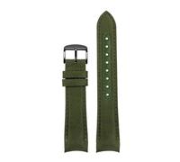20mm Nylon +cowhide Watchband Compatible With Omega Speedmaster Moonwatch 300 AT150 Planet Ocean Seiko Canvas Fabric butterfly buckle Strap(Green black pin,22mm)