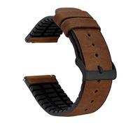 20mm Oak Brown - BARTON Leather and Rubber Hybrid Watch Bands with Integrated Quick Release Spring Bars & Black Buckle - Black PVD hardware - Choose Strap Color & Width