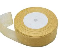 20mm Organza Ribbon Ribbon 44 M TRS Gift Wrap Ribbon, Ribbons for Gift Wrapping, Christmas Day Decorative Ribbon, Fabric Ribbon, Gift Wrapping Ribbon for Crafting, Wedding Party Decor (Gold)