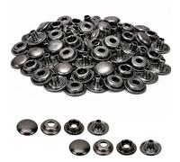 20mm Press Studs Snap Fasteners - 4-Part Metal Snap Buttons for Clothing, Canvas, Fabric, Leather, Wood, DIY Sewing, Crafts, Bag & Jacket Repair - Gunmetal Black - 20