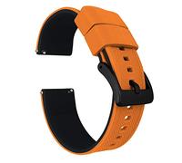 20mm Pumpkin Orange/Black - BARTON Elite Silicone Watch Bands - Black Buckle Quick Release
