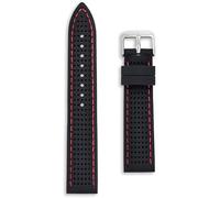 20mm Red Stitching | Black Silicone Dive Watch Strap | 20 mm