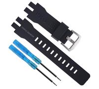 20mm Resin Watch Band Replacement for Casio Protrek PRG-300 PRW-6000 PRW-6100 PRW-3000 PRW-3100 Wirstband accessories for Men and Women (Black/Silver Buckle)