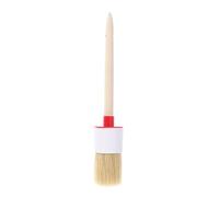 20mm Round Natural Boar Bristle Brush with Ergonomic Wooden Handle | Premium Chalk Paint & Wax Tool for Furniture | Professional Pastry & BBQ Basting Applicator | Small Detail Car Cleaning
