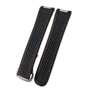 20mm Rubber Silicone Watch Strap Compatible With Omega Seamaster 300 AT150 Aqua Terra Ultra Light 8900 Steel Buckle Watchband Bracelets(Black-Orange Line,20mmRoseGold Buckle)