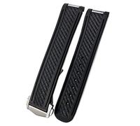 20mm Rubber Silicone Watch Strap Fit for Omega Seamaster 300 AT150 Aqua Terra Ultra Light 8900 Steel Buckle Watchband Bracelets (Color : Blue White 2 Pointed, Size : 20mm)
