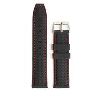 20mm Silicone Rubber Watch Band Strap Fits DS Podium Furious Black With Red Stich Pin Buckle