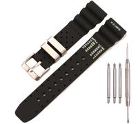 20mm Silicone Watch Band Compatible with Citizen Hyper Aqualand Duplex Promaster BN0151-09L BN0151-17L Scuba Diver Watch Strap (Black band Steel buckle)