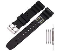20mm Soft Silicone Strap compatible with Citizen Hyper Aqualand Duplex Promaster Men's Dive Watch Band waterproof wristband watches Accessories (Silver buckle 20mm)