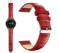 20mm Strap For 20mm STRAP For Garmin Approach S50 S44 S42 S40 S12/Vivomove Luxe/Style/Venu/2 Plus SQ/Vivoactive 3/5/6 /Forerunner 55 158 165 570 245 645 Crocodile Leather Watch Band (Red)