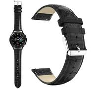 20mm Strap For 20mm STRAP For Garmin Approach S50 S44 S42 S40 S12/Vivomove Luxe/Style/Venu/2 Plus SQ/Vivoactive 3/5/6 /Forerunner 55 158 165 570 245 645 Crocodile Leather Watch Band (Black)