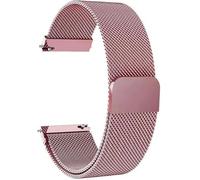 20mm STRAP For Garmin Approach S50 S44 S42 S40 S12/Vivomove Luxe/Style/Venu/2 Plus SQ/Vivoactive 3/5/6 /Forerunner 55 158 165 570 245 645 Music Metal Mesh Band Strap Loop Magnetic (Pink)