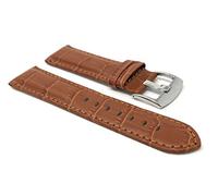 20mm Tan Alligator Style Smartwatch Band Strap fits Motorola 360 (42mm Case) & Many More, Leather, Stainless Steel Buckle