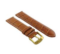 20mm Tan & White Genuine Leather Mock Croc Watch Strap Band Mens Crocodile Padded Gold Buckle