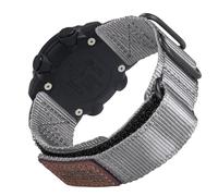 20mm Triple-Ring Metal Buckle Leather & Nylon Hook & Loop Watch Strap for T-Rex 3 Pro 44mm, Garmin Vivoactive 3/3 music/5/6, Samsung Galaxy Watch 7/FE/6 ect.