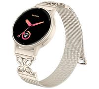 20mm Watch Band Compatible with Garmin Vivoactive 6 Watch Bands/Vivoactive 5/3, Floral Soft Metal Magnetic Mesh Strap for Garmin Watch Band Venu Sq 2/2 Plus Smartwatch Women, Starlight