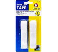 20mm Wide MARKSMAN HOOK & LOOP Tape Self Adhesive Strip 1M Heavy Duty White Or Black Sticky Backing Fastening Reusable Sewing Fabric Kit Home Kitchen School Office DIY Sealers UK (White)
