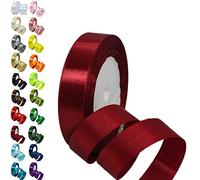 20mm Wine Red Ribbon for Gift Crafting,22M Burgundy Red Polyester Double Sided Satin Ribbon for Gift Wrapping Balloon Ribbons,Fabric Thick Ribbonfor Xmas Valentine Bouquets Hair Bow Cake Wedding Decor