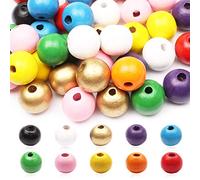 20mm Wooden Beads for Crafting, 200pcs Colorful Large Wooden Beads Coloured Craft Beads Spacer Beads for Macrame Spring Easter Christmas Jewellery Making DIY Garland House Decor