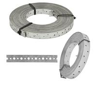20mm x 0.9mm Heavy Duty Multi Purpose Galvanised Perforated Galvanised Steel Strap Fixing Band Steel Banding Perforated Tape Roll TM5 (10 Meters)