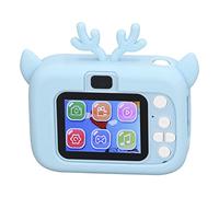 20MP Video Camera, Automatic AI Face Recognition Kids Digital Camera Silicone Shell Eye Protection 1080P HD Video for Photography Game (Blue White)