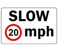 20mph Slow Safety Sign - 3mm Aluminium Sign (200mm x 150mm)