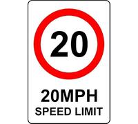 20mph Speed Limit Alternate Safety Sign - Self Adhesive Sticker (300mm x 200mm)