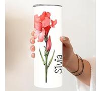 20oz Birthday Water Bottle, Floral Prints corresponding to The 12 Months. Double-Layer Insulated, Leak-Proof Stainless Steel Water Bottle with lid and Straw. Perfect as a Gift for Family and Friends