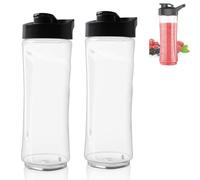 20oz Blender Replacement Bottles with Lids, Durable Smoothie Blender, Blenders for Kitchen with Lid, Blenders Smoothie Maker Suitable, Clear Sports Water Bottles for Gym, Travel, Camping Hiking (2PCS)