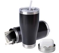 20oz Hidden Safe Water Bottle, Stainless Steel Secret Water Bottle with Hidden Compartment, Bottle Keeps Your Valuables Safe Like Money, Keys, and Jewelry-Black