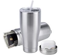 20oz Hidden Safe Water Bottle, Stainless Steel Secret Water Bottle with Hidden Compartment, Bottle Keeps Your Valuables Safe Like Money, Keys, and Jewelry-Silver