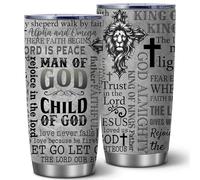 20oz Man Of God Christian Bible Verse Stainless Steel Tumbler with Lid | Double Wall Insulated Mug, Full Wrap Design, Gift for Dad Husband Faith Believers, Fits Fathers Day Birthday Graduation