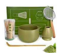 20Oz Matcha Set Whisk and Bowl Kit, Matcha Whisk Set, Ceramic Bowl with Pouring Spout, Bamboo Spoon, Sifter, Bamboo Whisks and Broom Holder, Gift Sets for Beginners and Enthusiasts
