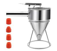 20oz Pancake Batter Dispenser, Stainless Steel Funnel Cake Dispenser with Stand Heavy Duty Baking Tool for Cupcake Waffles Cakes Takoyaki and Kitchen Baking (Small)