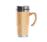 20oz Premium Bamboo Tumbler with Handle - Vacuum Insulated Thermos for Tea, Coffee - Bamboo Stainless Portable Thermal Travel Handle Mug Bottle For Office