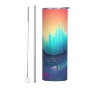 20oz Stainless Steel Tumbler Travel Mug for Coffee Iced Drinks Summer Cooling Cup Cool Music sound wave Print