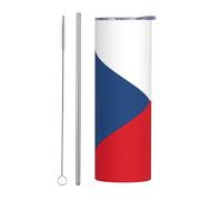 20oz Stainless Steel Tumbler Travel Mug for Coffee Iced Drinks Summer Cooling Cup Flag of the Czech Republic Print