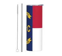 20oz Stainless Steel Tumbler Travel Mug for Coffee Iced Drinks Summer Cooling Cup North Carolina state flag Print
